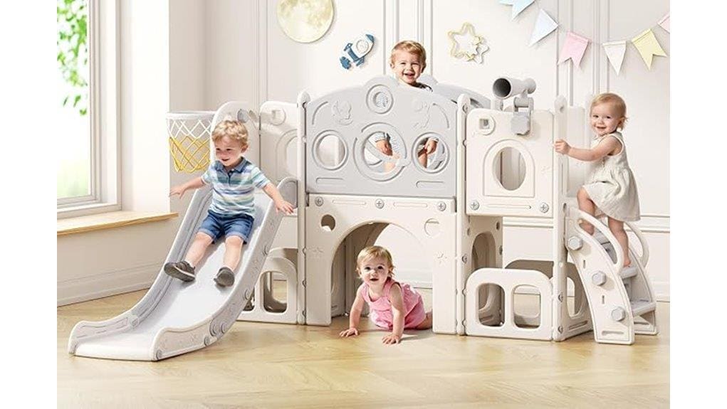 compact modern toddler slide set