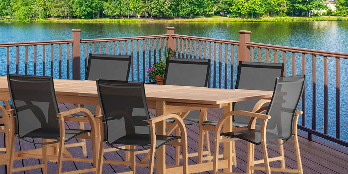 Amazonia Franklin 9-Piece Teak Finish Extendable Rectangular Patio Dining Set