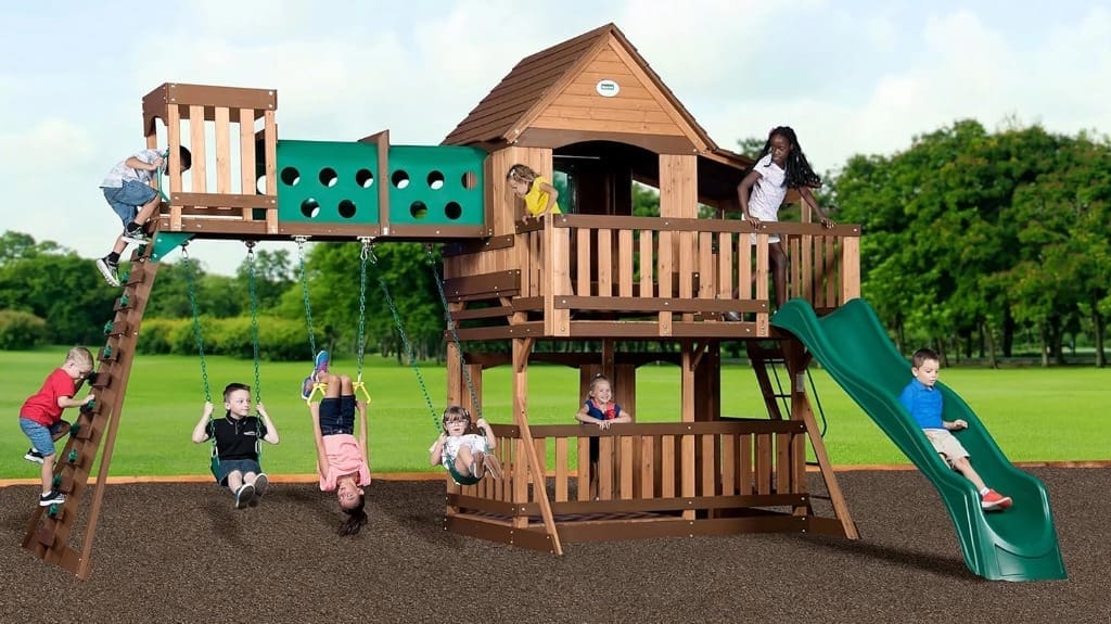 Backyard Discovery Woodridge Elite Playset Playground with Swing Set Backyard Discovery Woodridge Elite Playset Playground with Swing Set