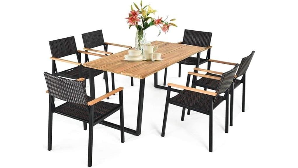 seven piece outdoor dining set